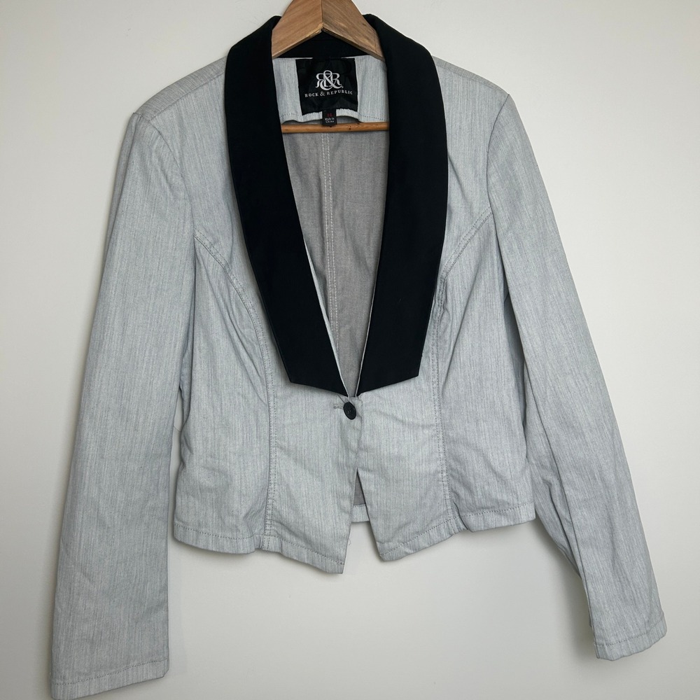 Rock & Republic‎ Womens Blazer Jean Size 14 Single Button